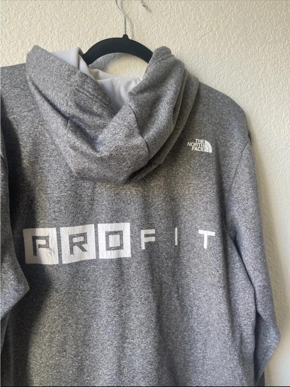 The North Face Men's Heather Gray Pullover Hoodie with White Logo
